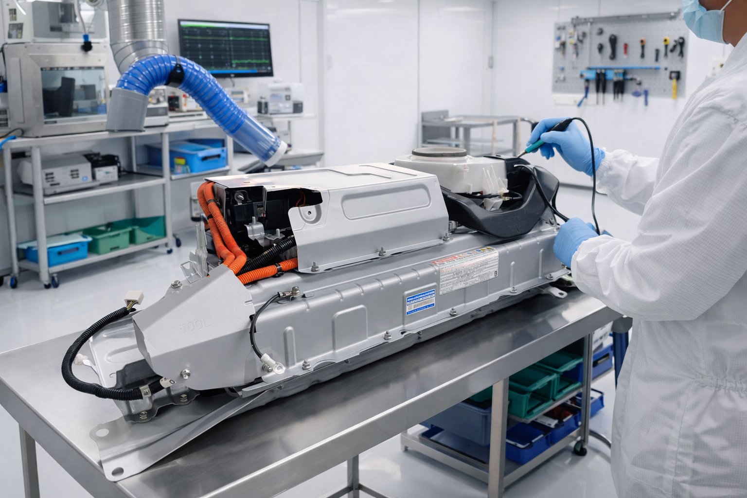 Hybrid battery pack removed from the vehicle and bench-tested by a certified technician